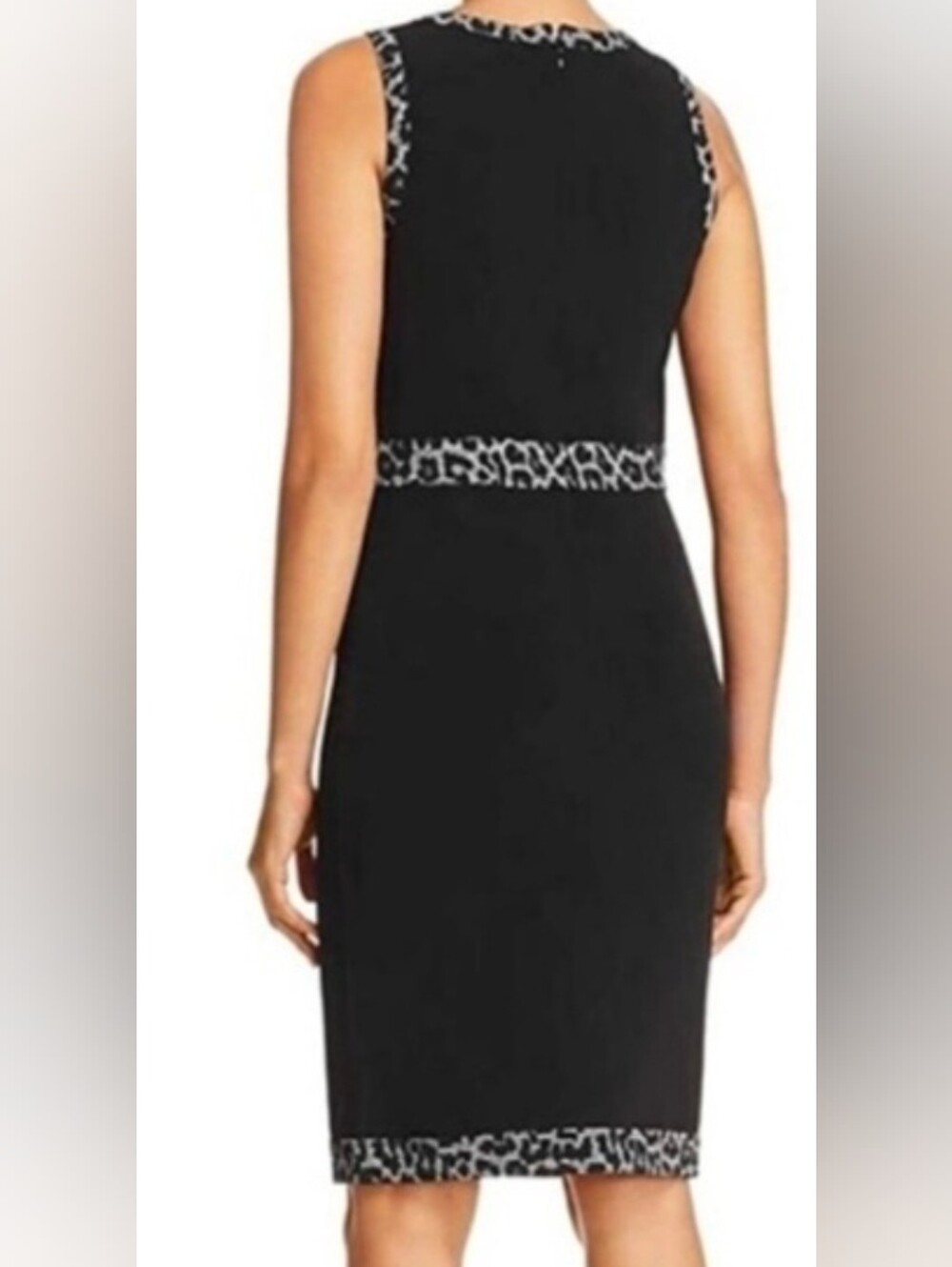 nwot Michael Kors Black Dress with Animal Print Accents Sz L - Picture 2 of 6